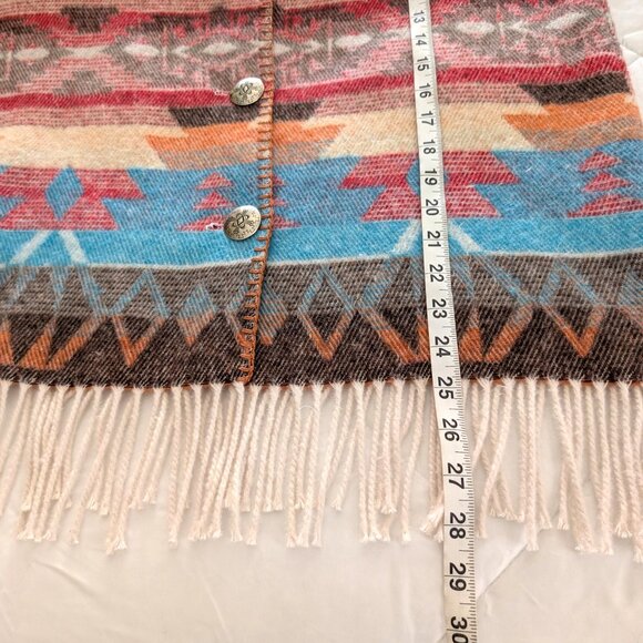 RHONDA STARK Vest VTG‎ Women's M Santa Fe Fringe Blanket Native Southwest USA - Picture 13 of 14